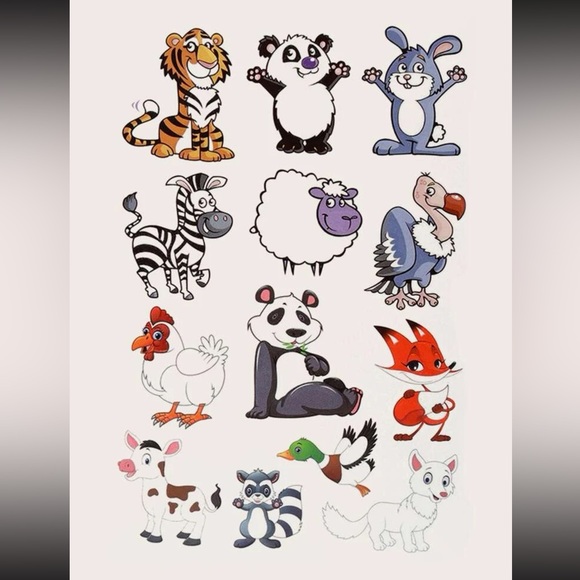 🐇 Adorable Glow In The Dark Cartoon Animals Sheet Of Temporary Tattoos 🐅 - Picture 4 of 5
